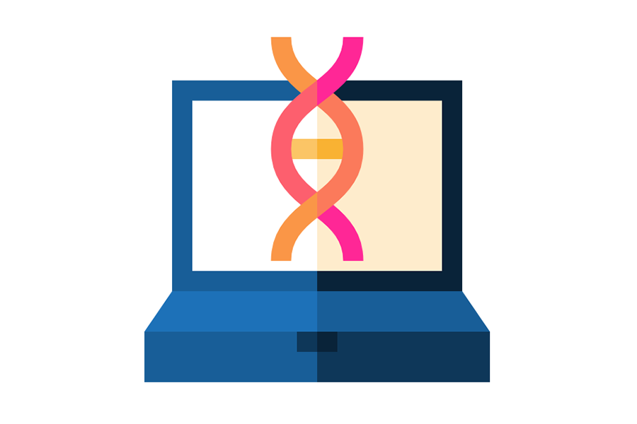 laptop icon with dna strand on screen