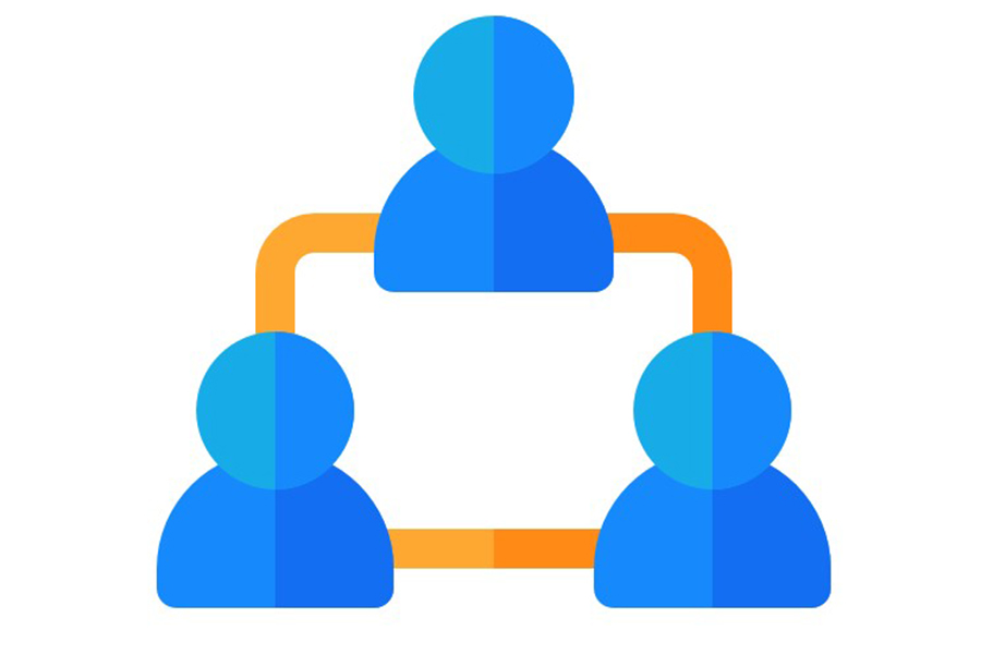 icon of 3 people connected by rectangle