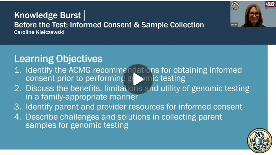 Still of initial video of Knowledge Burst: Informed Consent and Collecting Samples